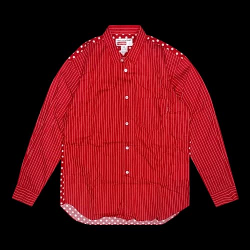 Supreme x Comme Des Garçons Stripe Polka Dot Button Up Shirt 'Red'