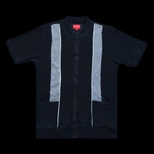 Supreme Zip Front Terry Cardigan Shirt 'Black'