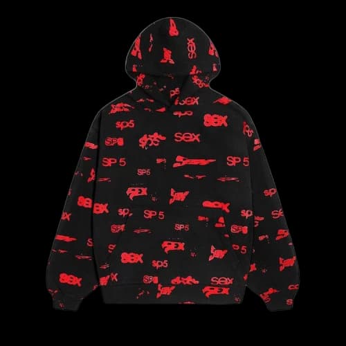 Sp5der Sex AOP Hoodie 'Black'