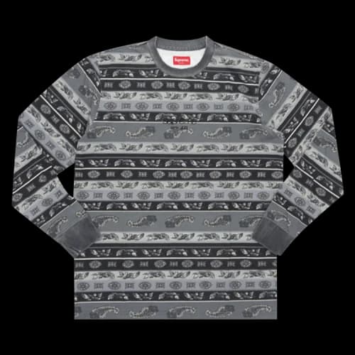 Supreme Paisley Stripe Long-Sleeve Tee 'Olive'