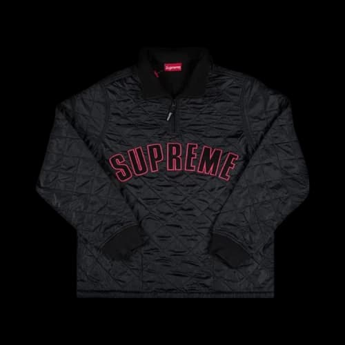 Supreme Arc Logo Quilted Half Zip Pullover 'Black'