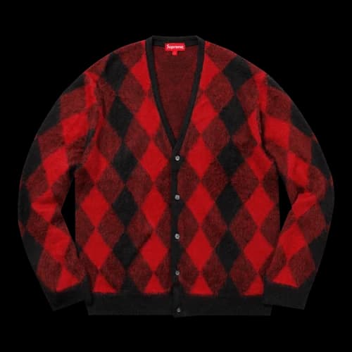Supreme Brushed Argyle Cardigan 'Red'