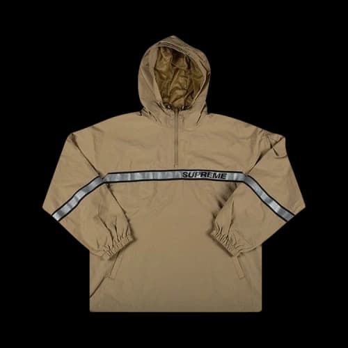 Supreme Reflective Taping Hooded Pullover 'Tan'