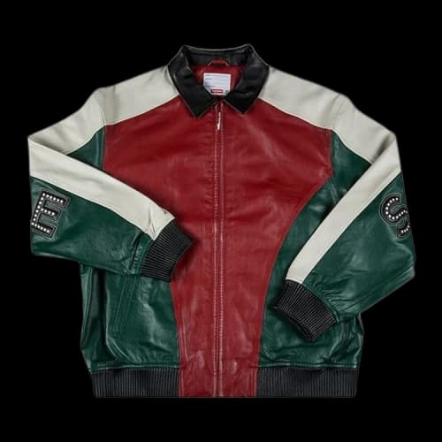 Supreme Studded Arc Logo Leather Jacket 'Red'