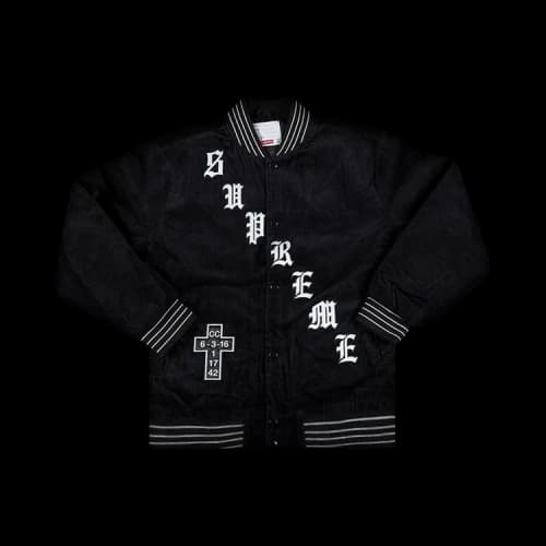 Supreme Old English Corduroy Varsity Jacket 'Black'