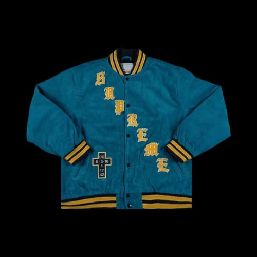 Supreme Old English Corduroy Varsity Jacket 'Blue'