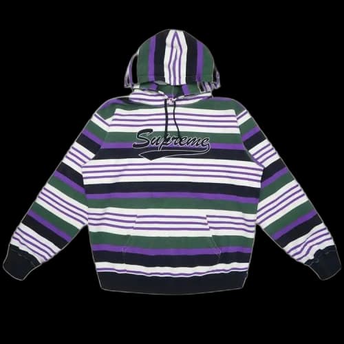 Supreme Striped Hooded Sweatshirt 'Black'
