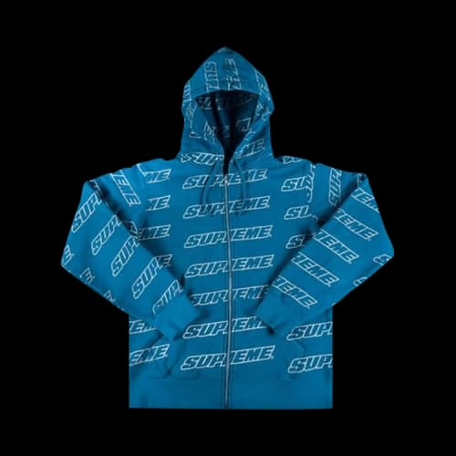 Supreme Repeat Zip Up Hooded Sweatshirt 'Aqua'