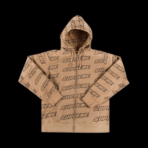 Supreme Repeat Zip Up Hooded Sweatshirt 'Brown'