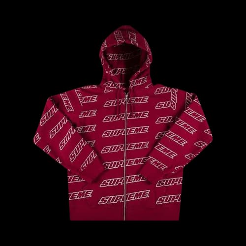 Supreme Repeat Zip Up Hooded Sweatshirt 'Cardinal'