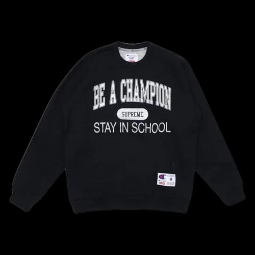 Supreme x Champion Stay In School Crewneck 'Black'