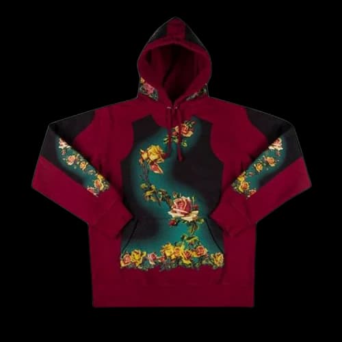 Supreme x Jean Paul Gaultier Floral Print Hooded Sweatshirt 'Cardinal'