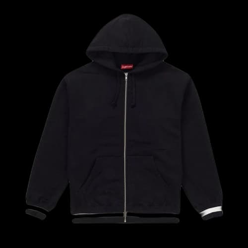 Supreme Old English Stripe Zip Up Hooded Sweatshirt 'Black'