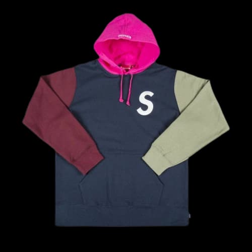 Supreme S Logo Colorblocked Hooded Sweatshirt 'Navy'