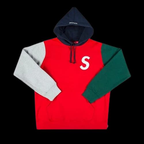 Supreme S Logo Colorblocked Hooded Sweatshirt 'Red'