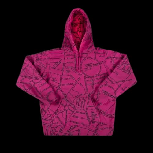 Supreme Gonz Embroidered Map Hooded Sweatshirt 'Magenta'