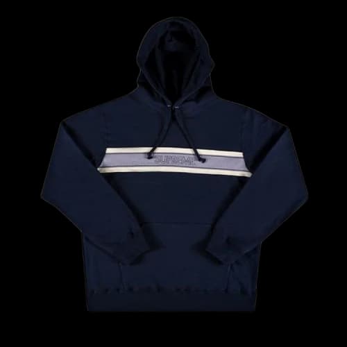 Supreme Chest Stripe Logo Hooded Sweatshirt 'Navy'