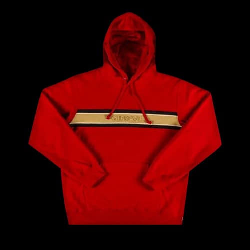 Supreme Chest Stripe Logo Hooded Sweatshirt 'Red'