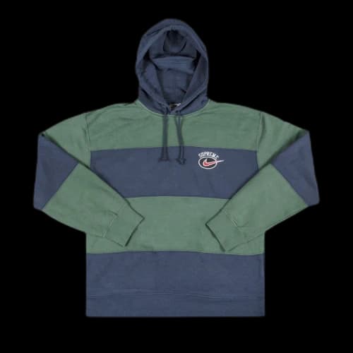 Supreme x Nike Stripe Hooded Sweatshirt 'Navy'
