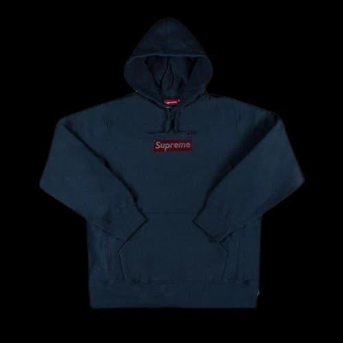 Supreme x Swarovski Box Logo Hooded Sweatshirt 'Navy'