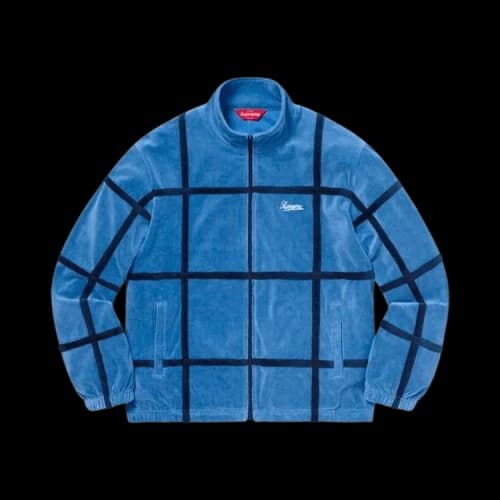 Supreme Grid Taping Velour Jacket 'Blue'