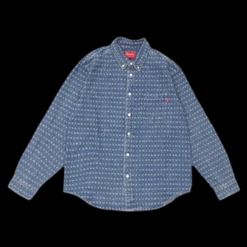 Supreme Jacquard Logos Denim Shirt 'Blue'