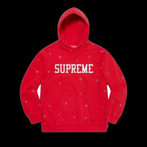 Supreme Eyelet Hooded Sweatshirt 'Red'