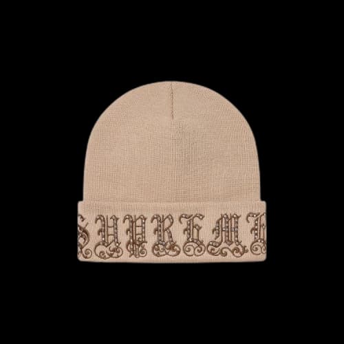 Supreme Old English Rhinestone Beanie 'Tan'