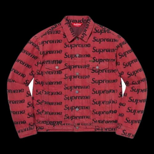 Supreme Frayed Logos Denim Trucker Jacket 'Red'