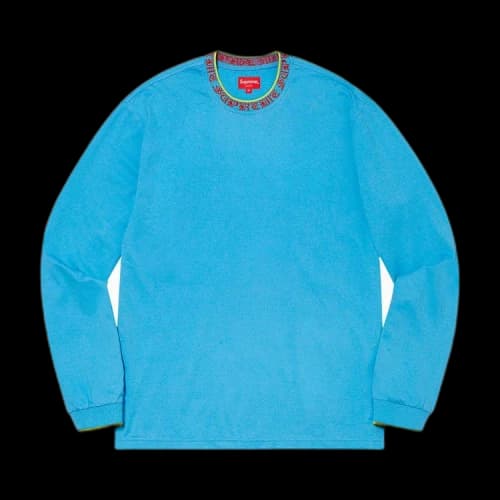 Supreme Old English Collar Logo Long-Sleeve Top 'Cyan'
