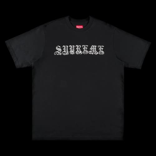 Supreme Old English Rhinestone Short-Sleeve Top 'Black'