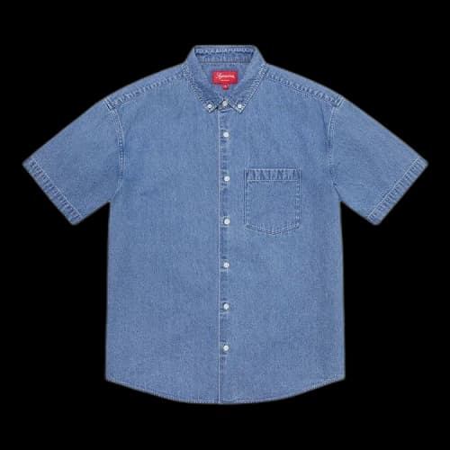 Supreme Embossed Denim Short-Sleeve Shirt 'Blue'