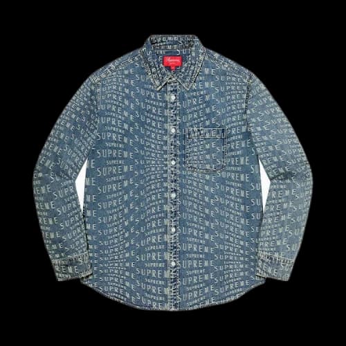 Supreme Wrap Jacquard Logos Denim Shirt 'Blue'