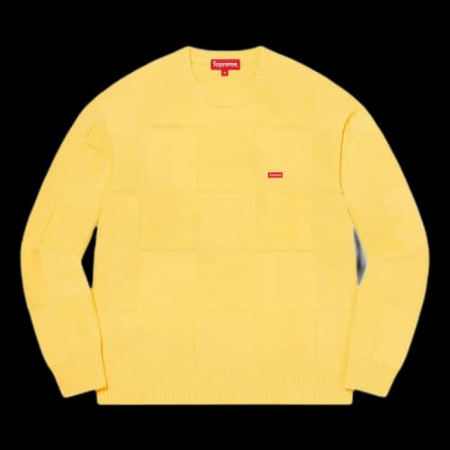 Supreme Tonal Checkerboard Small Box Sweater 'Yellow'
