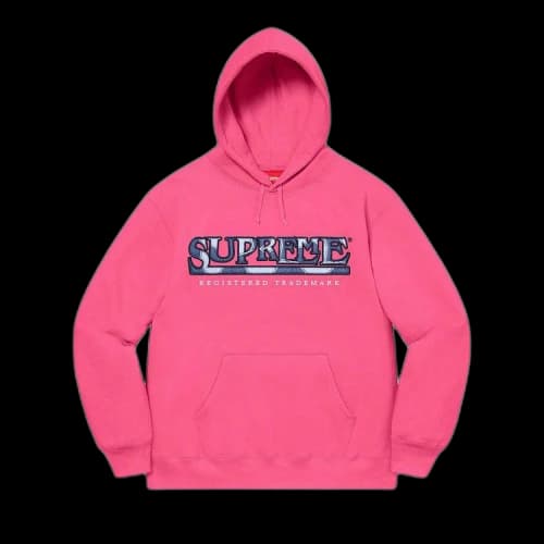 Supreme Denim Logo Hooded Sweatshirt 'Magenta'