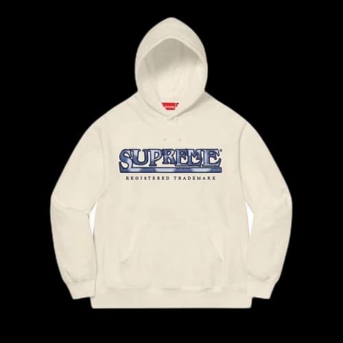 Supreme Denim Logo Hooded Sweatshirt 'White'