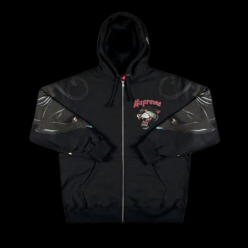 Supreme Panther Zip Up Hooded Sweatshirt 'Black'