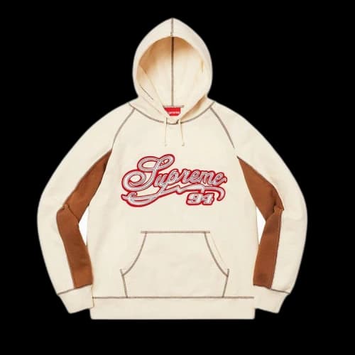 Supreme Paneled Script Hooded Sweatshirt 'Natural'