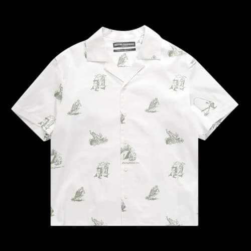 Reese Cooper Camping Print Shirt 'White'