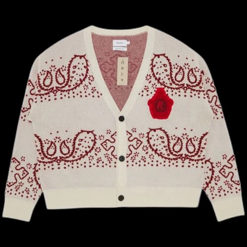 Rhude Bandana Stripe Cardigan 'Creme/Red'