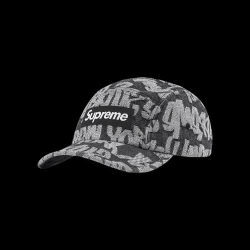 Supreme Fat Tip Jacquard Denim Camp Cap 'Black'