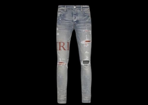 AMIRI Leather Stitch Logo Clay Indigo Jean Blue
