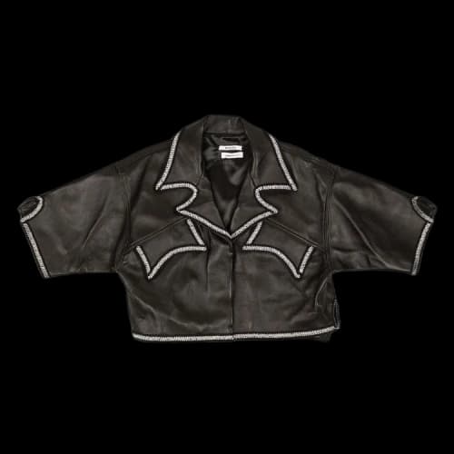Rhude Lace Trim Leather Shirt 'Black'