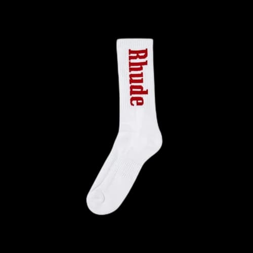 Rhude RH Vertical Logo Sock 'White/Red'