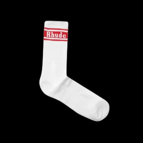 Rhude Stripe Logo Socks 'White/Red'