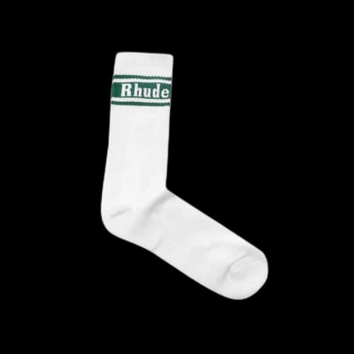 Rhude Stripe Logo Socks 'White/Forest Green'