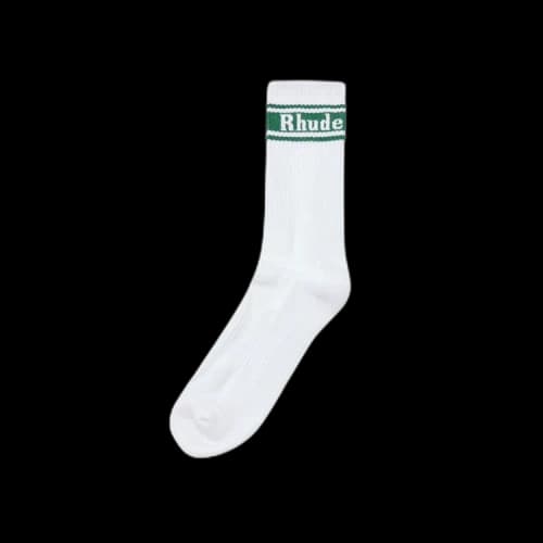 Rhude Stripe Logo Sock 'White/Forest Green'