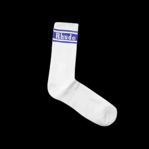Rhude Stripe Logo Socks 'White/Royal Blue'