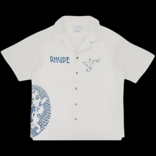 Rhude Short-Sleeve Shirt 'Cream/Blue'