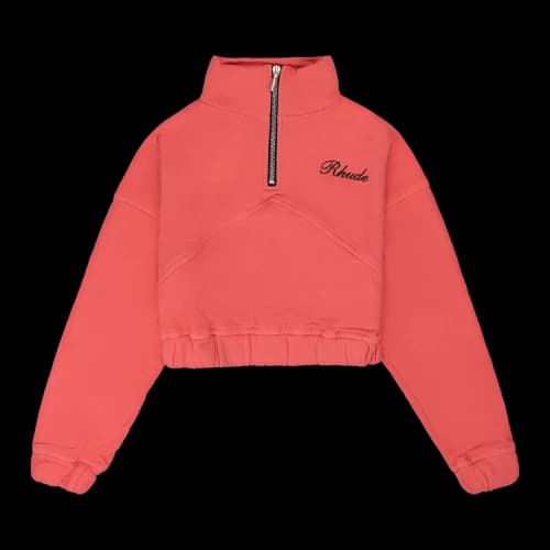 Rhude Logo Cropped Quarter Zip Sweater 'Pink'